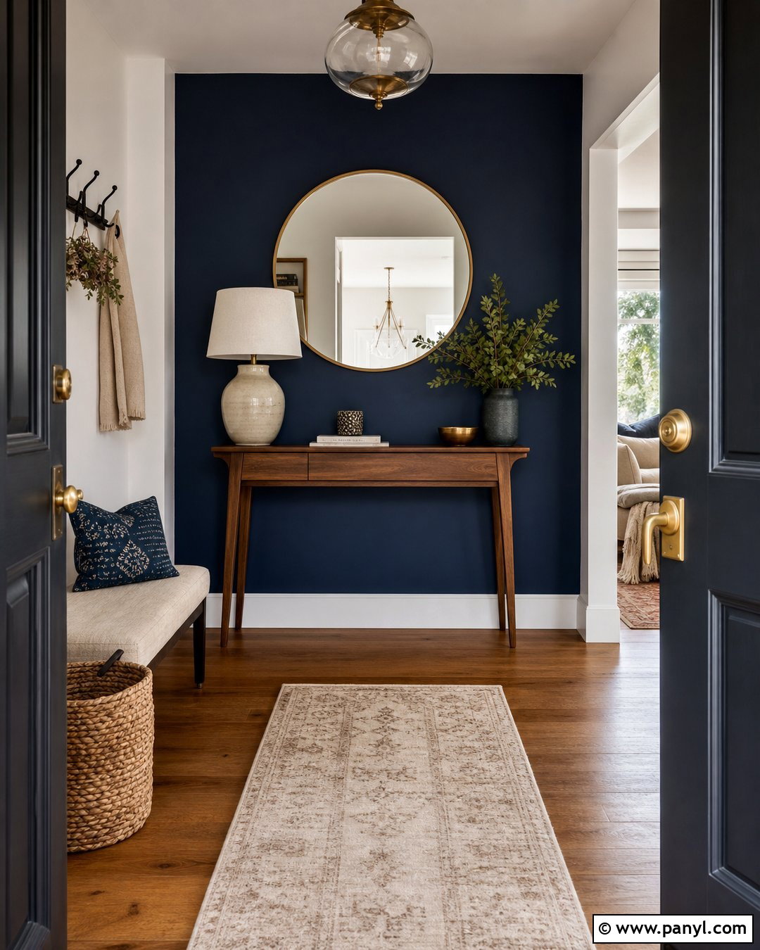 Dark Blue Accent Wall Entryway - 35 Dark Blue Accent Wall Ideas