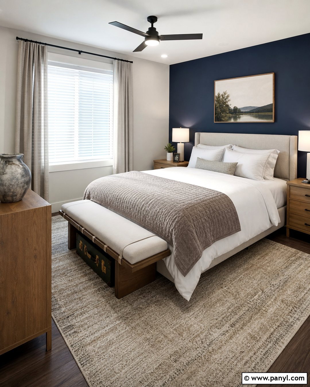 Dark Blue Accent Wall Guest Bedroom - 35 Dark Blue Accent Wall Ideas