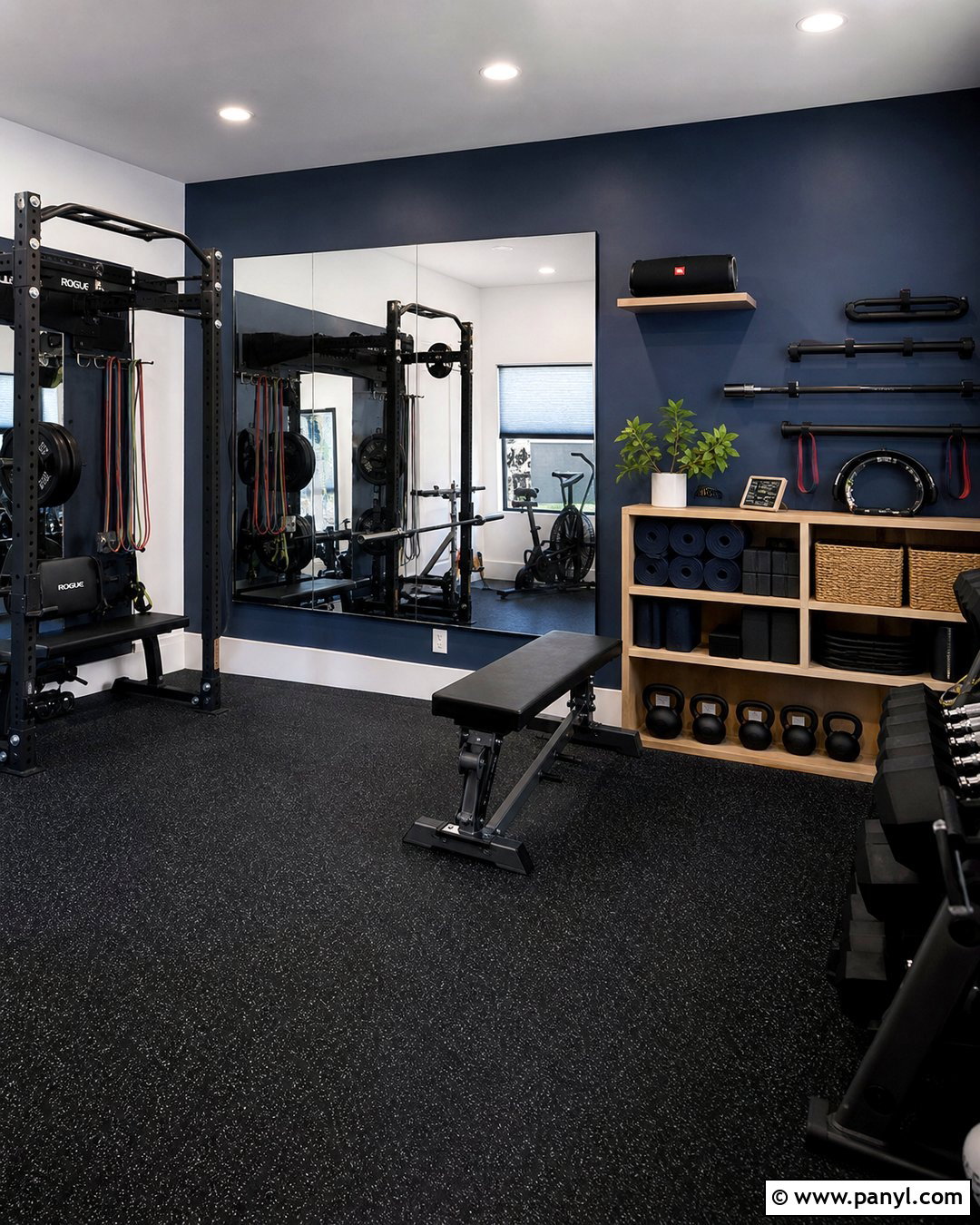 Dark Blue Accent Wall Home Gym - 35 Dark Blue Accent Wall Ideas
