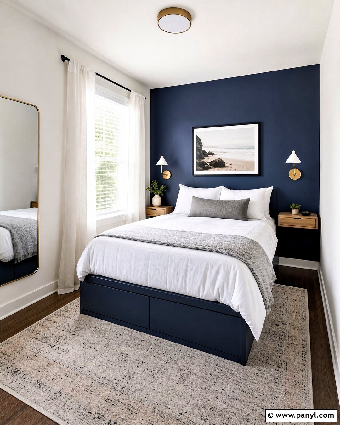 Dark Blue Accent Wall In A Small Bedroom - 20 dark blue accent wall bedroom ideas