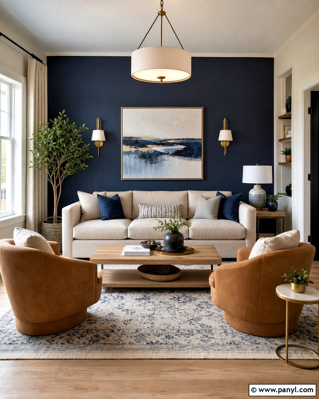 Dark Blue Accent Wall Living Room - 20 dark blue living room color scheme ideas