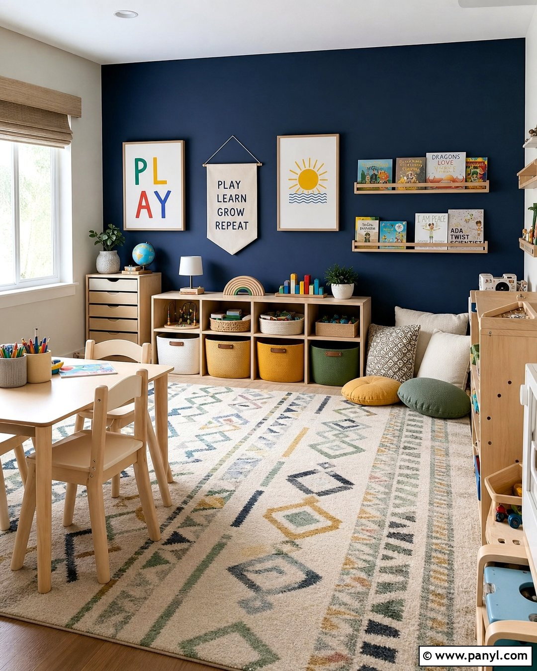 Dark Blue Accent Wall Playroom - 35 Dark Blue Accent Wall Ideas
