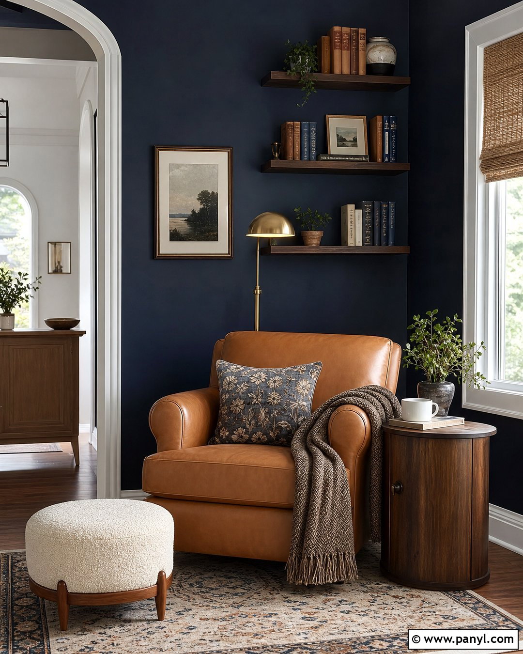 Dark Blue Accent Wall Reading Nook - 35 Dark Blue Accent Wall Ideas
