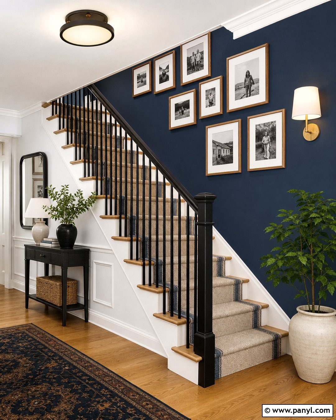 Dark Blue Accent Wall Staircase - 35 Dark Blue Accent Wall Ideas