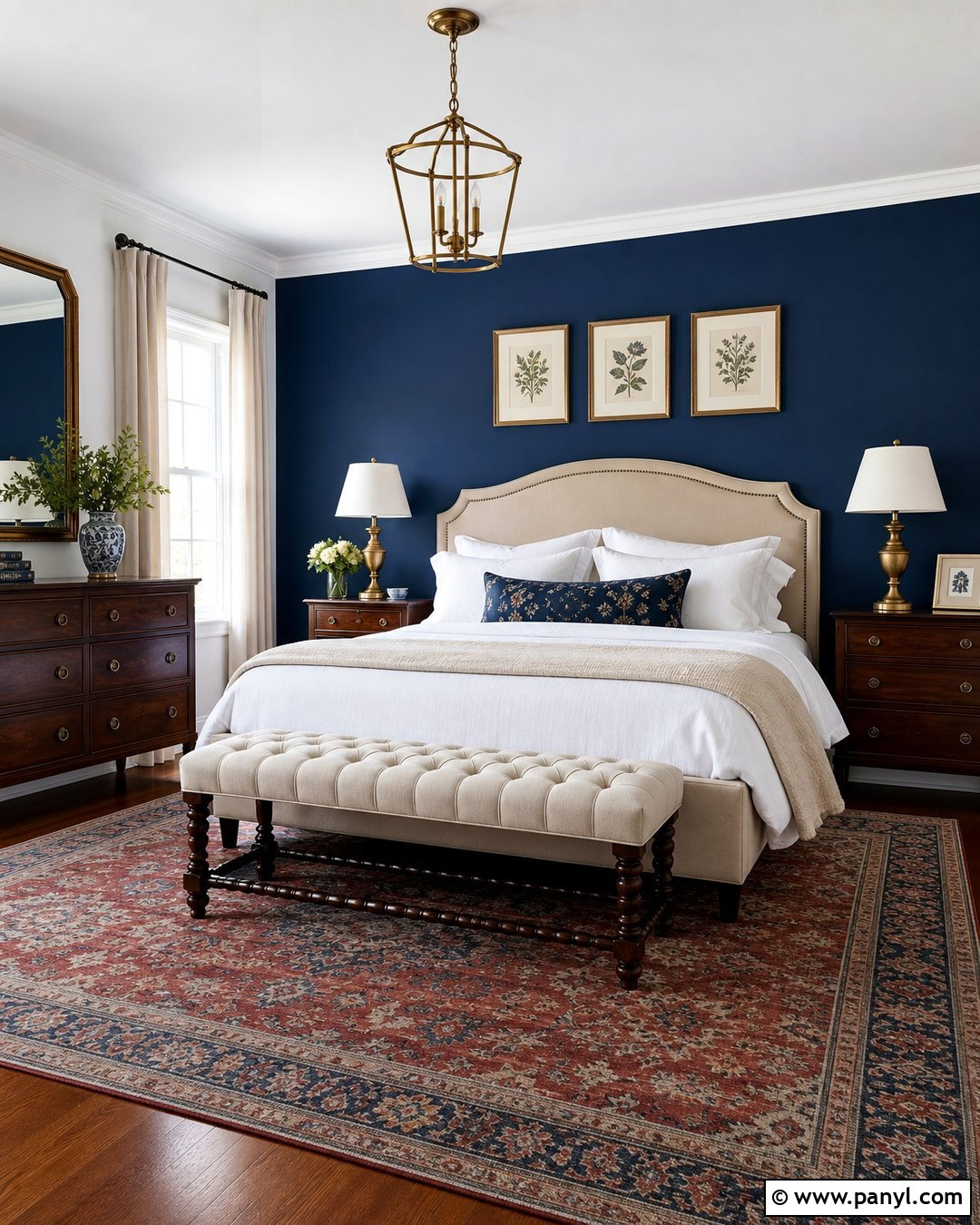 Dark Blue Accent Wall Traditional Bedroom - 35 Dark Blue Accent Wall Ideas