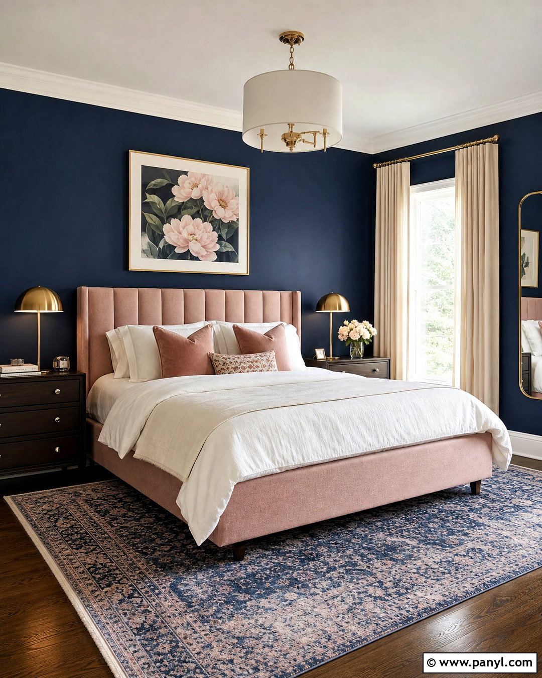 Dark Blue And Blush Bedroom - 20 dark blue wall bedroom ideas