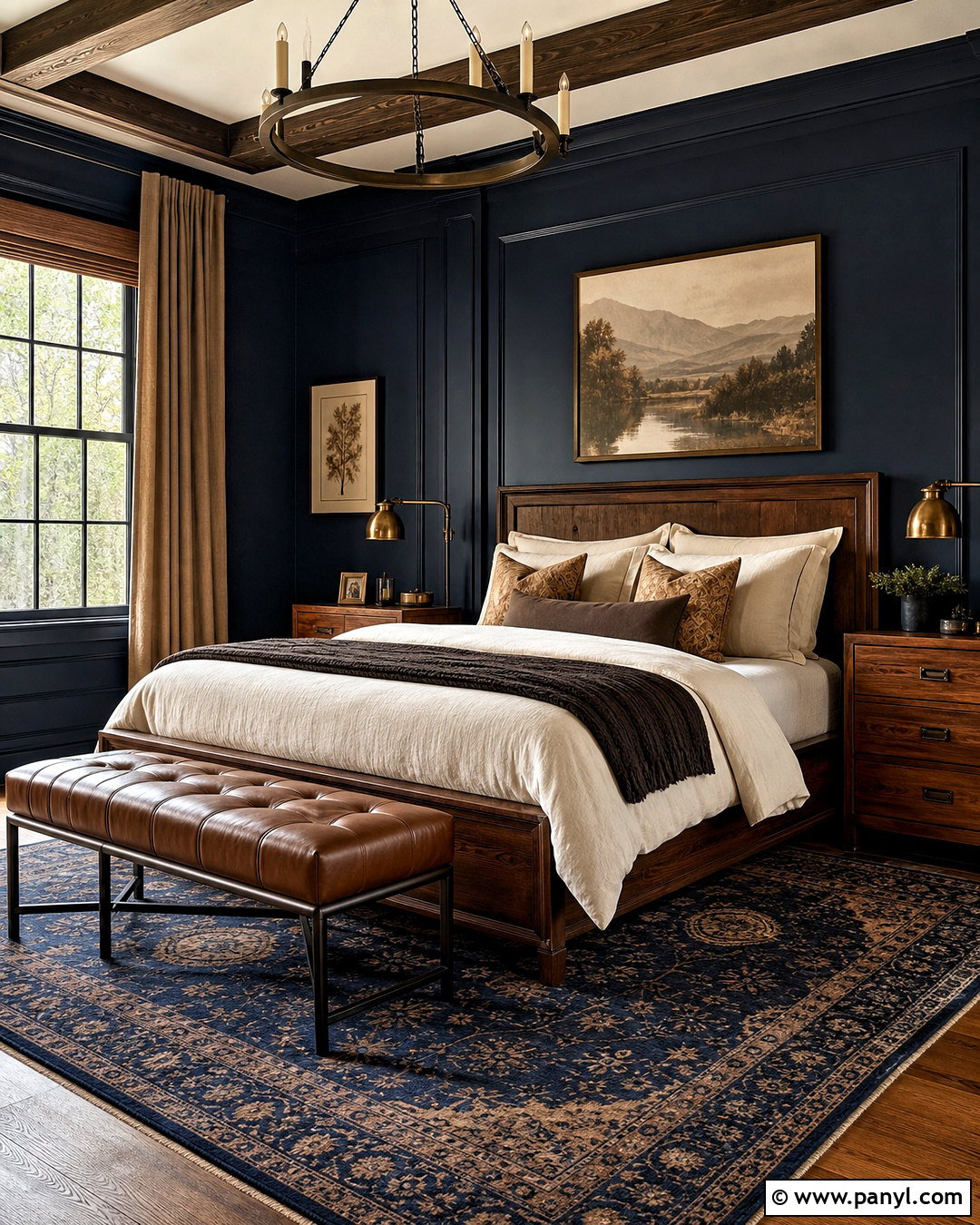 Dark Blue And Brown Bedroom - 20 dark blue wall bedroom ideas