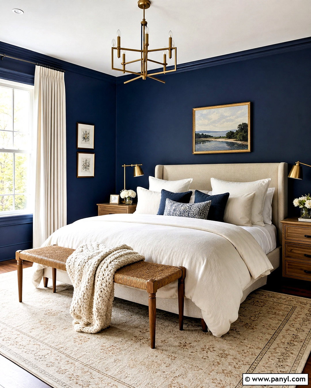 Dark Blue And Cream Bedroom - 20 dark blue wall bedroom ideas