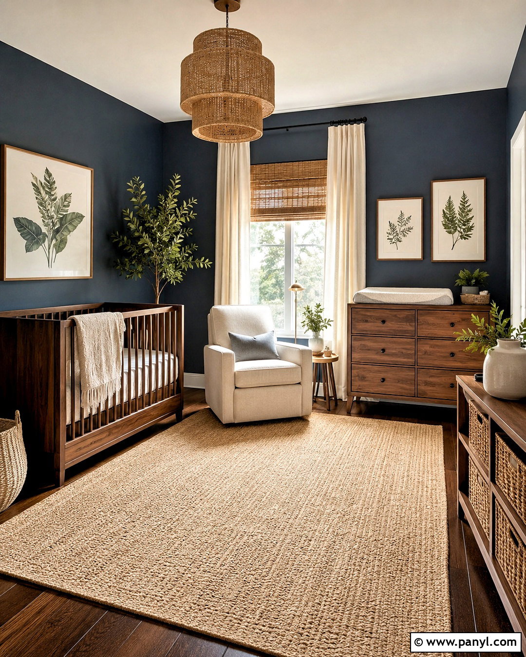 Dark Blue And Natural Wood Nursery - 20 dark blue nursery ideas
