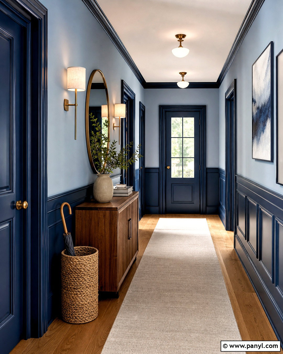 Dark Blue And Pale Blue Hallway - 20 two tone hallway ideas