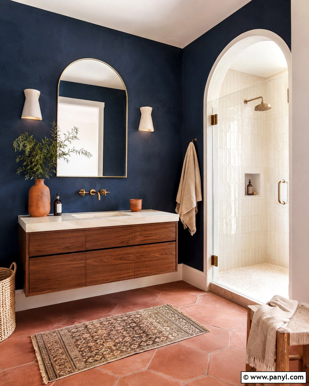 Dark Blue And Terracotta Bathroom - 20 Dark Blue Wall Bathroom Ideas
