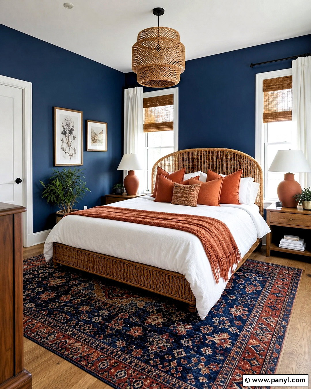 Dark Blue And Terracotta Bedroom - 20 dark blue wall bedroom ideas
