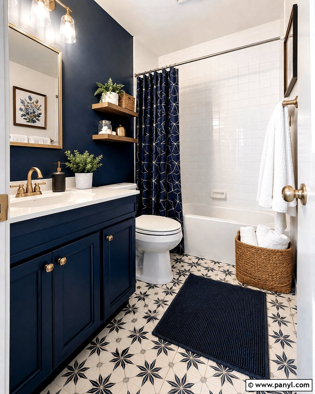 Dark Blue And White Budget Bathroom - 20 dark blue and white bathroom ideas