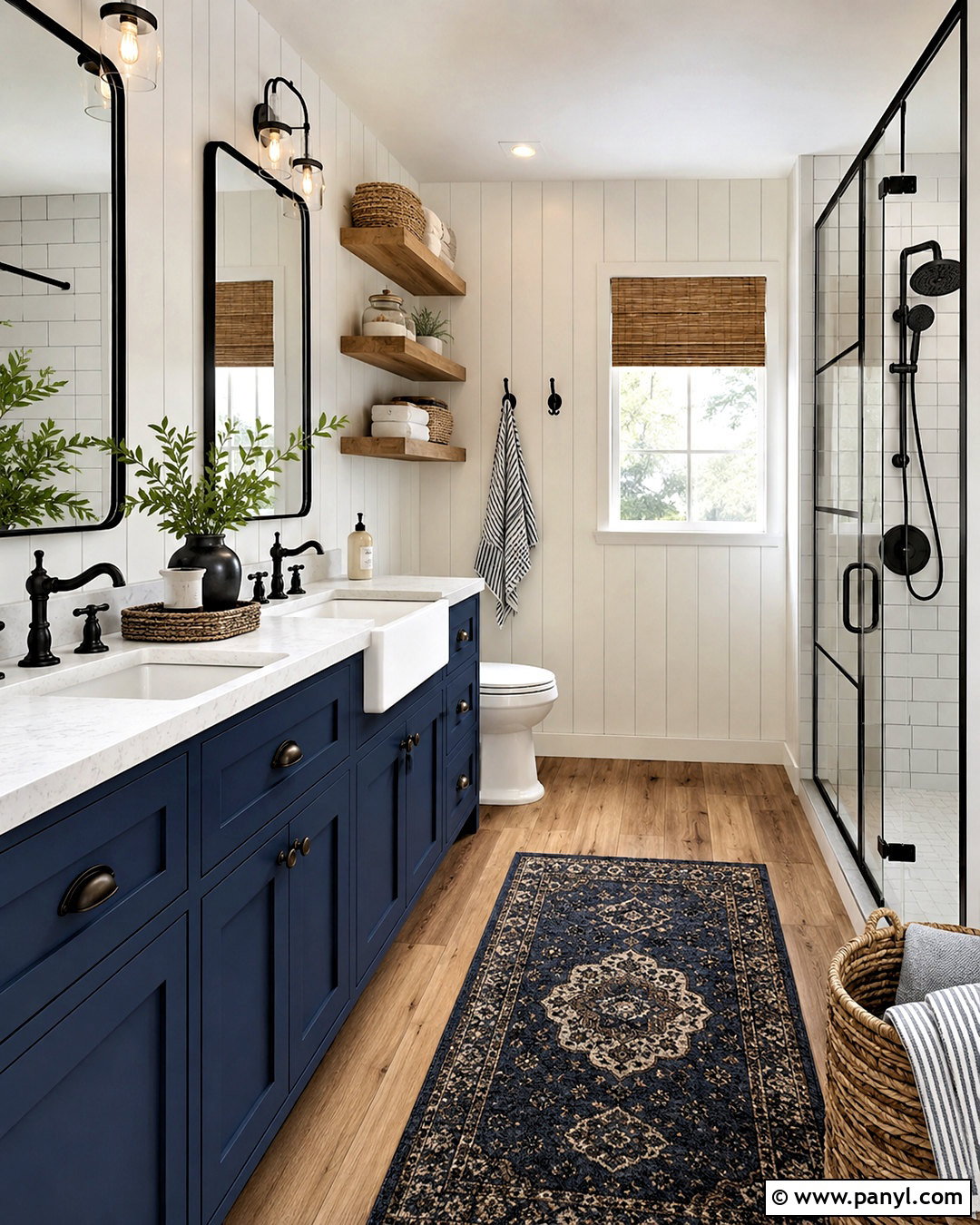 Dark Blue And White Farmhouse Bathroom - 20 dark blue and white bathroom ideas
