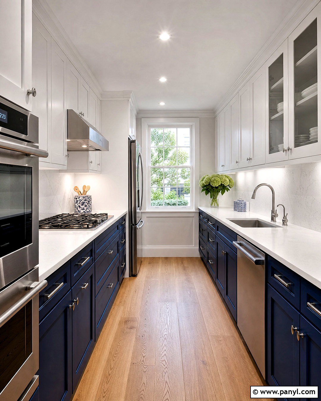 Dark Blue And White Galley Kitchen - 20 dark blue and white kitchen ideas