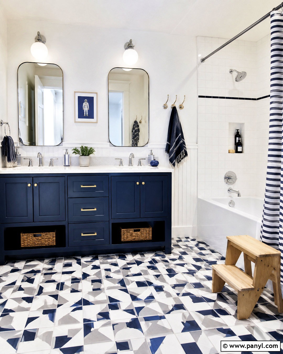 Dark Blue And White Kids Bathroom - 20 dark blue and white bathroom ideas