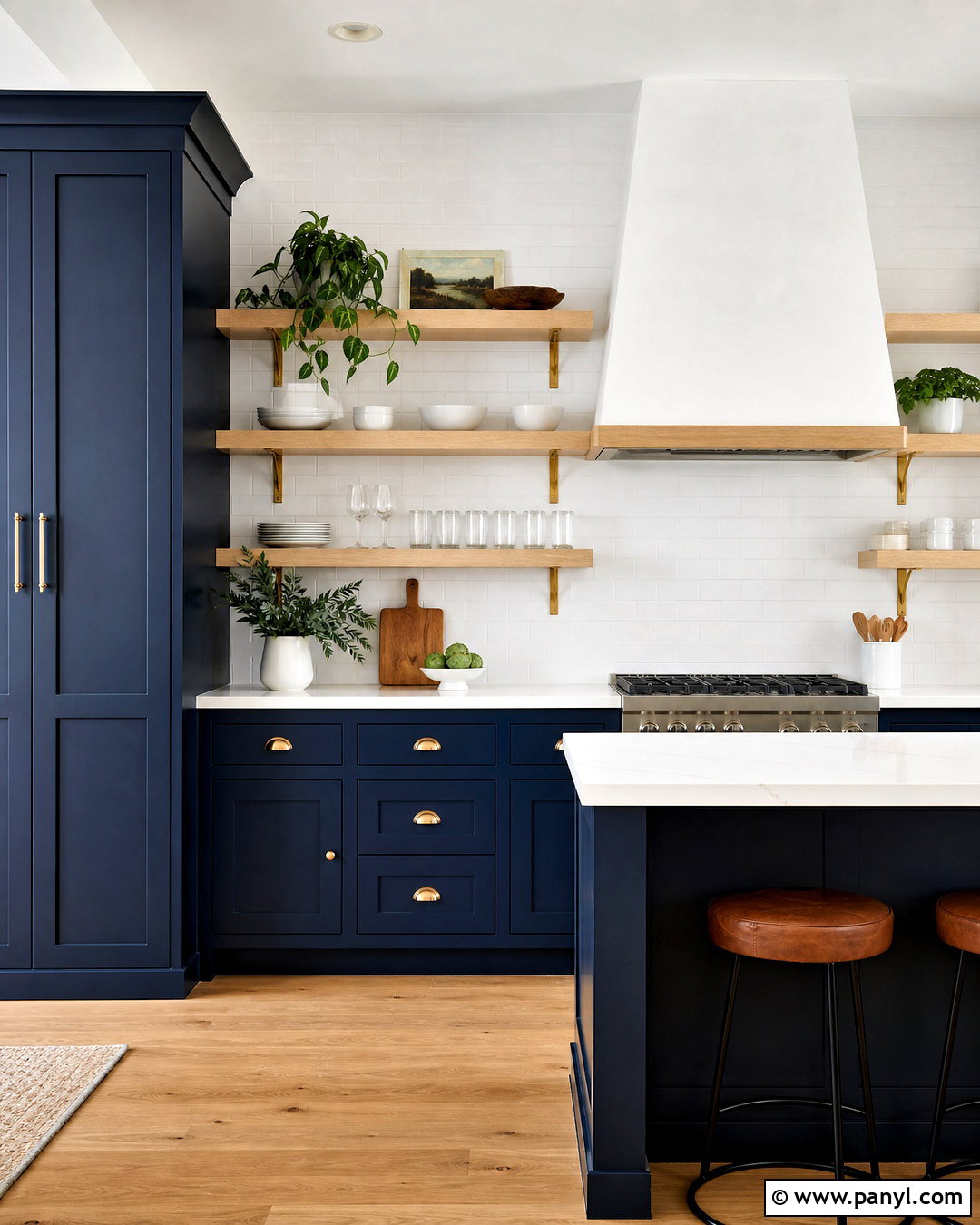 Dark Blue And White Kitchen With Open Shelving - 20 dark blue and white kitchen ideas