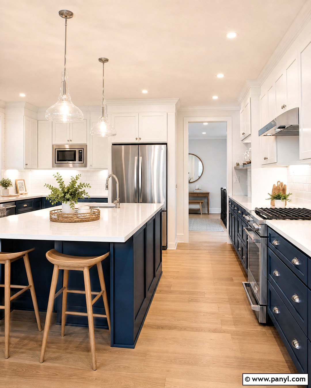 Dark Blue And White Kitchen With Stainless Steel - 20 dark blue and white kitchen ideas