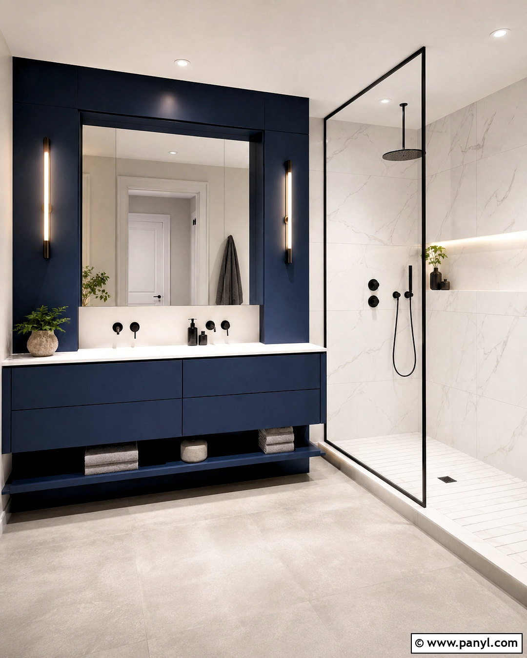 Dark Blue And White Modern Bathroom - 20 dark blue and white bathroom ideas