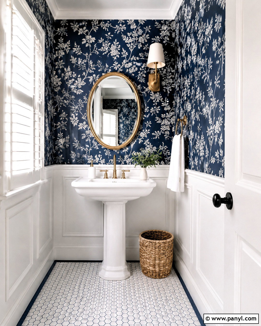 Dark Blue And White Powder Room - 20 dark blue and white bathroom ideas