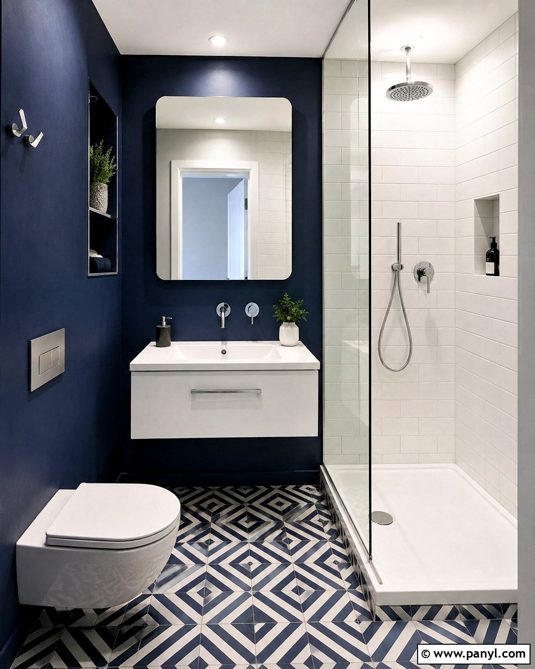 Dark Blue And White Small Bathroom - 20 dark blue and white bathroom ideas