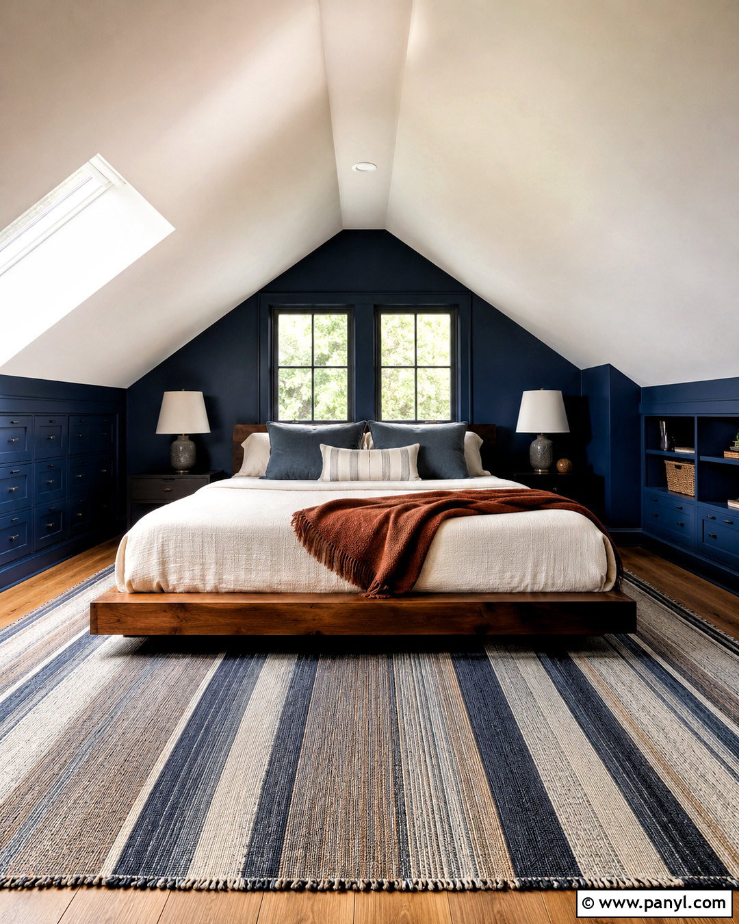 Dark Blue Attic Bedroom - 20 dark blue bedroom ideas
