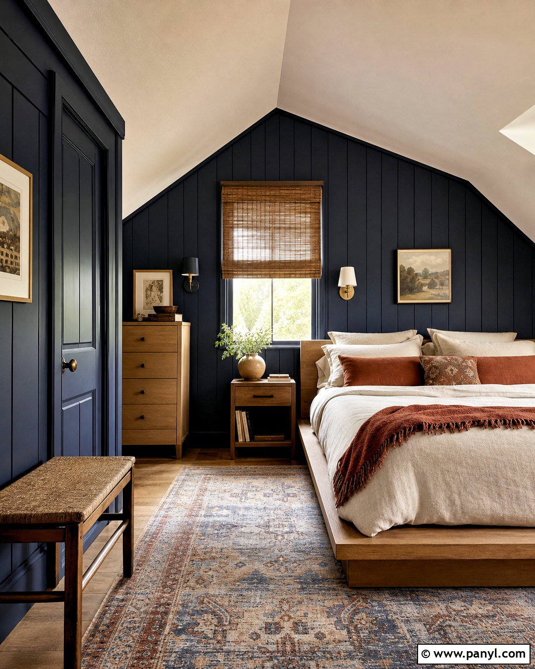 Dark Blue Attic Bedroom - 20 dark blue wall bedroom ideas