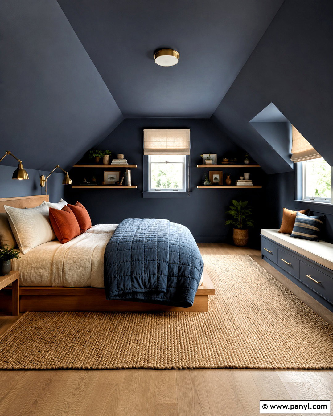 Dark Blue Attic Bedroom - 20 dark blue bedroom aesthetic ideas