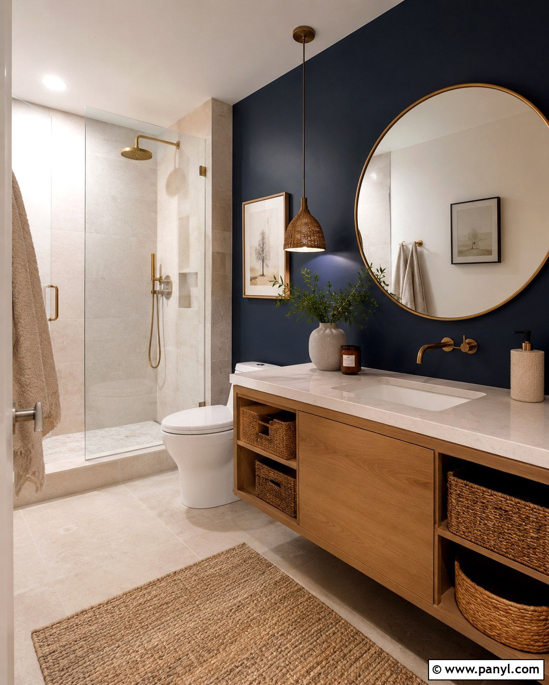 Dark Blue Bathroom Accent Wall - 20 Dark Blue Wall Bathroom Ideas