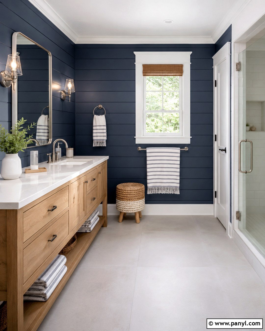Dark Blue Bathroom Shiplap Walls - 20 Dark Blue Wall Bathroom Ideas