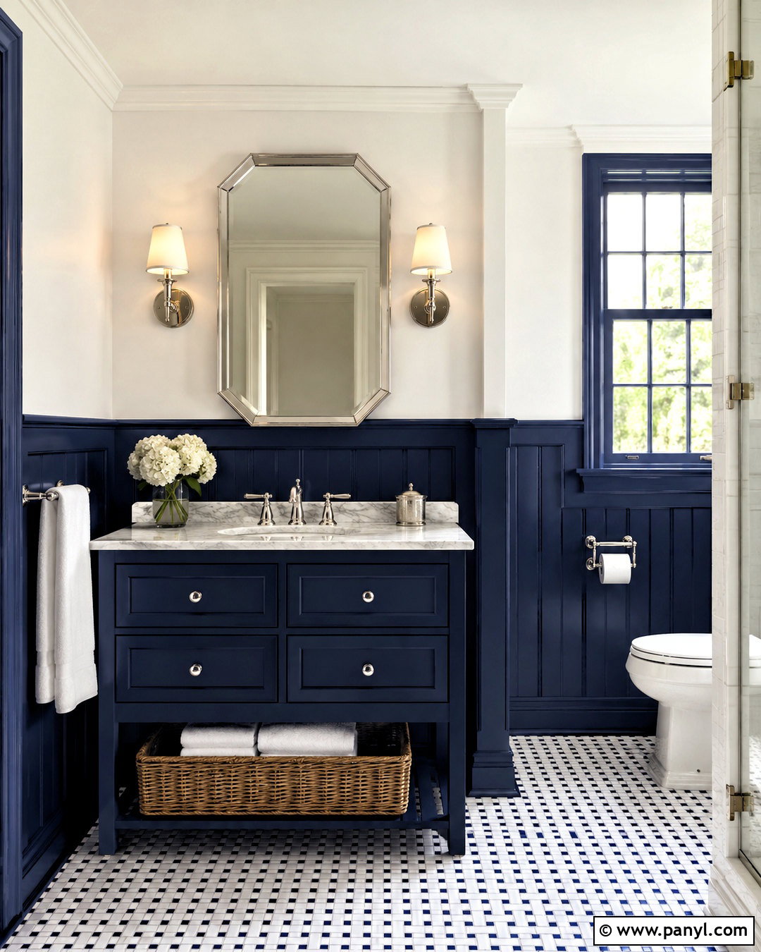 Dark Blue Bathroom Wainscoting - 20 dark blue and white bathroom ideas
