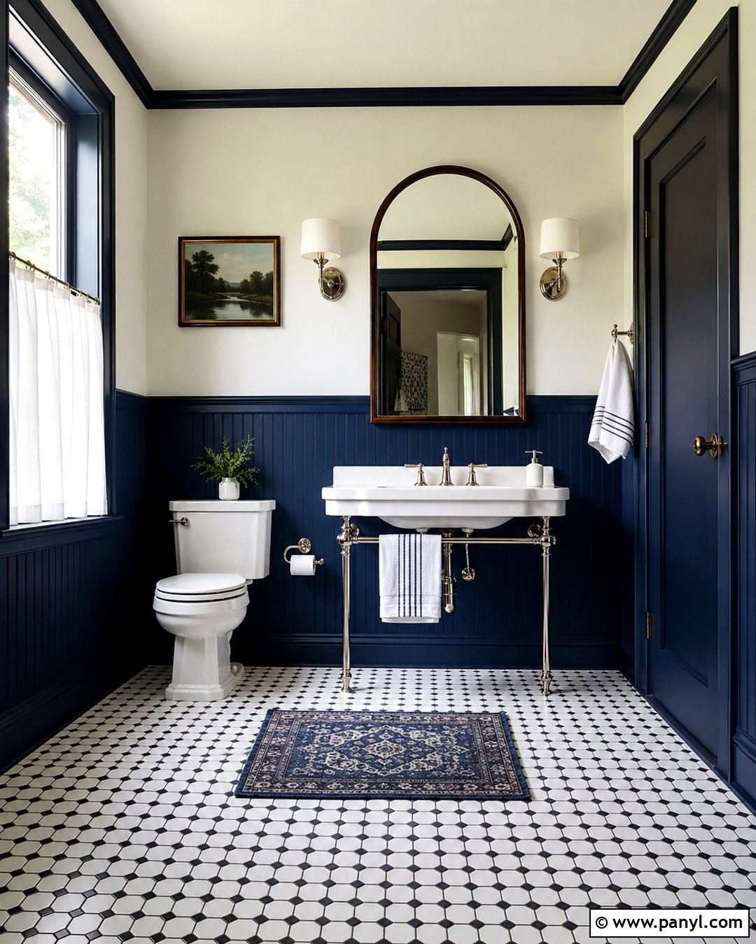 Dark Blue Bathroom Wainscoting - 20 Dark Blue Wall Bathroom Ideas