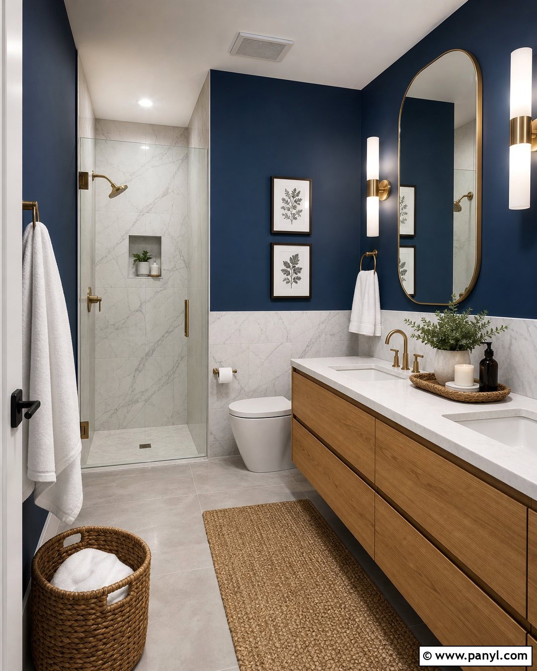 Dark Blue Bathroom Walls With Marble - 20 Contemporary Dark Blue Walls