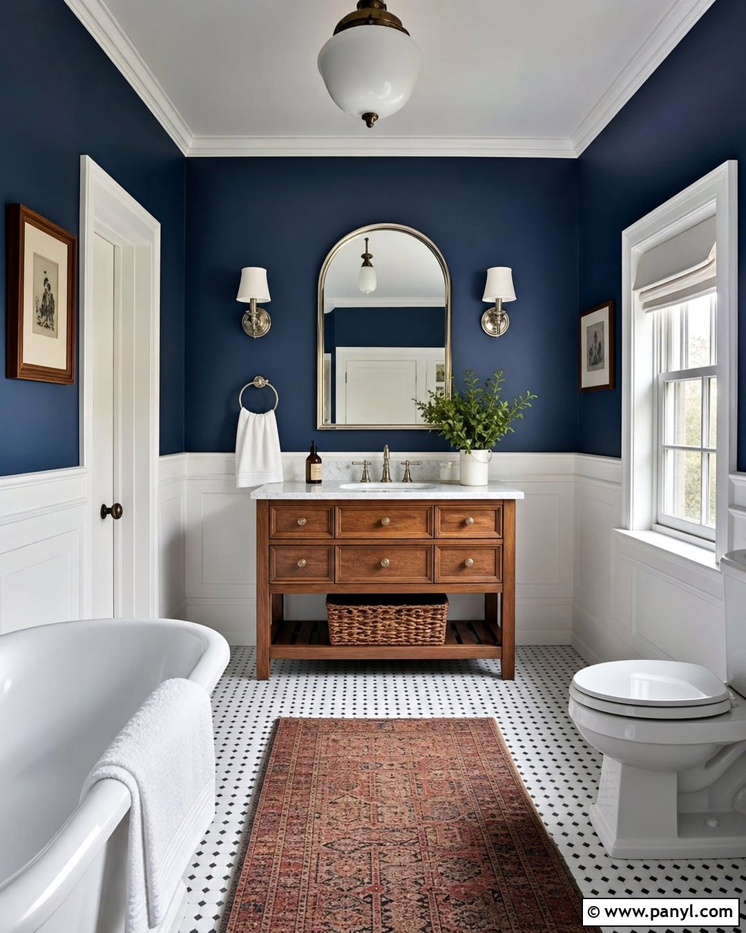 Dark Blue Bathroom Walls With Wainscoting - 30 Bathroom Blue Walls