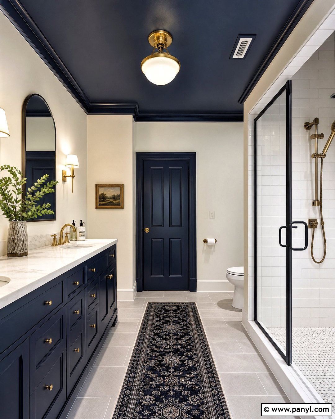 Dark Blue Bathroom With Blue Ceiling - 20 dark blue bathroom ideas