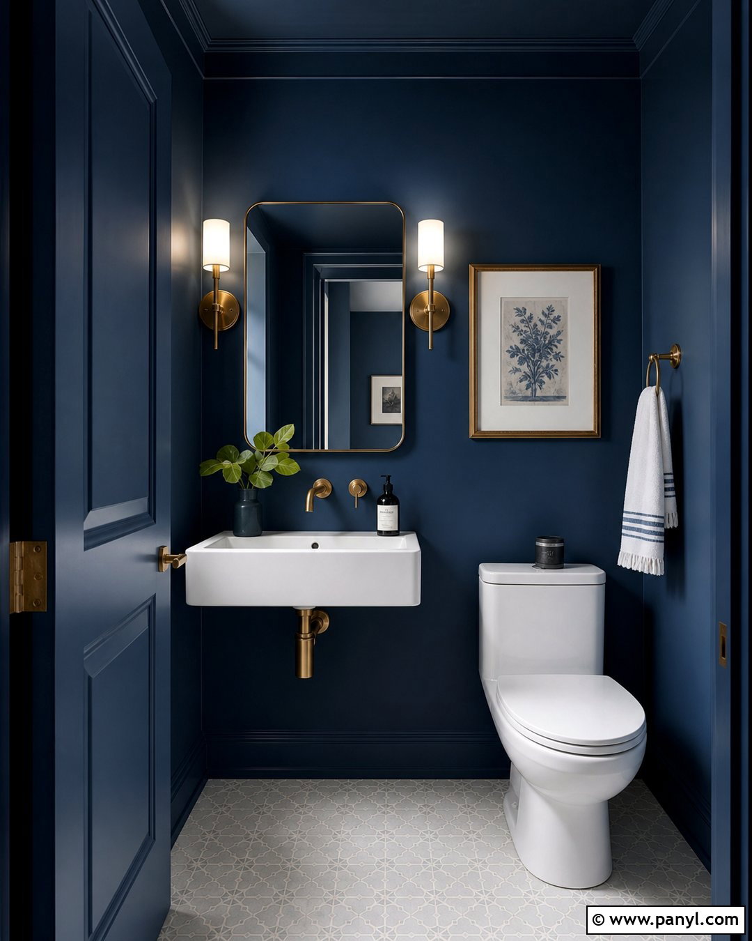Dark Blue Bathroom With Blue Ceiling - 30 Dark Blue Bathroom Walls