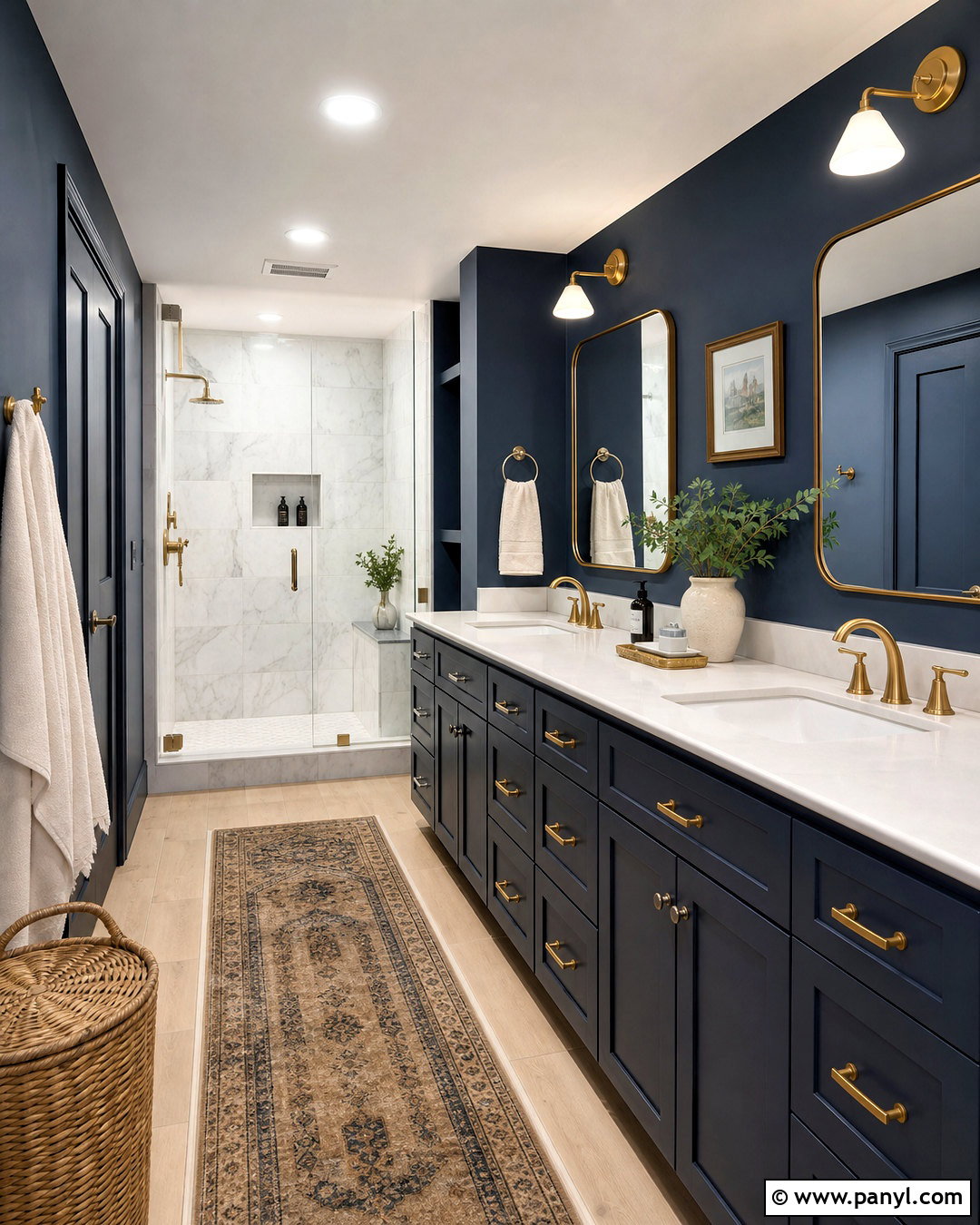 Dark Blue Bathroom With Double Vanity - 20 dark blue bathroom ideas