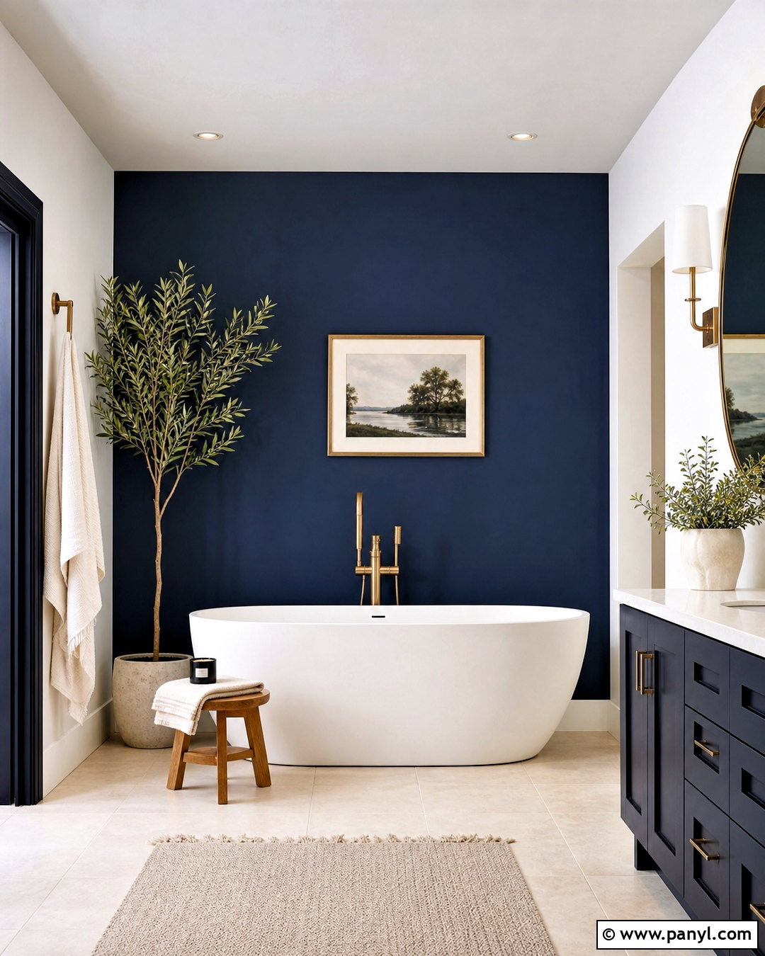 Dark Blue Bathroom With Freestanding Tub - 20 dark blue bathroom ideas