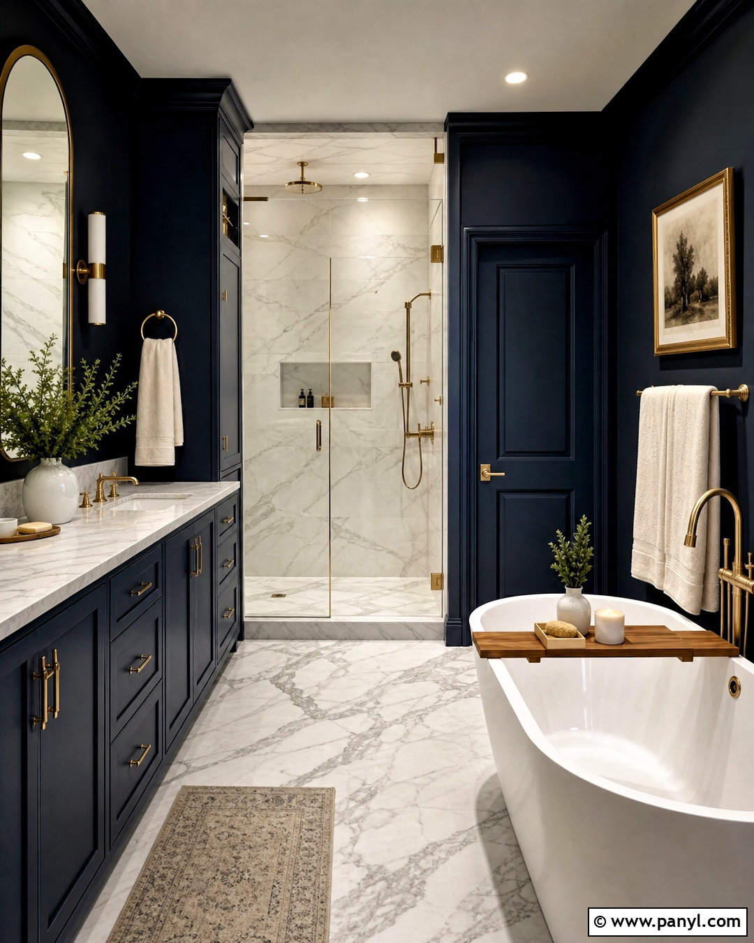 Dark Blue Bathroom With Marble - 20 dark blue bathroom ideas