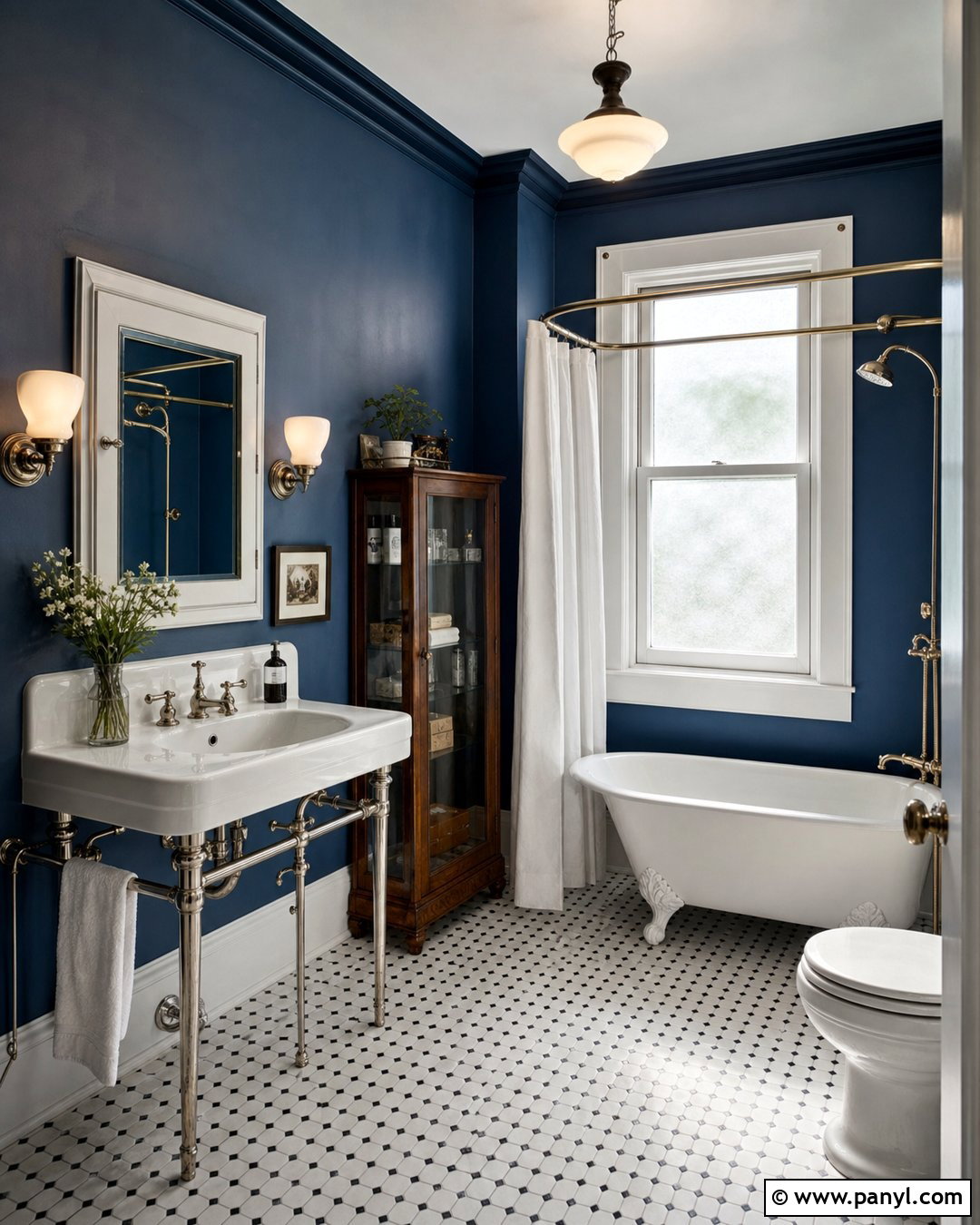 Dark Blue Bathroom With Vintage Fixtures - 30 Dark Blue Bathroom Walls
