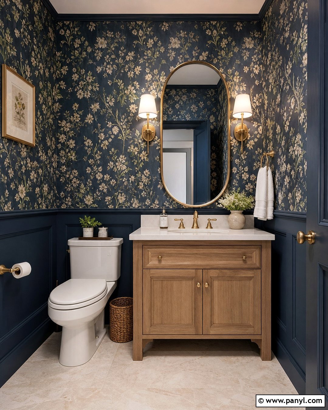 Dark Blue Bathroom With Wallpaper - 30 Dark Blue Bathroom Walls