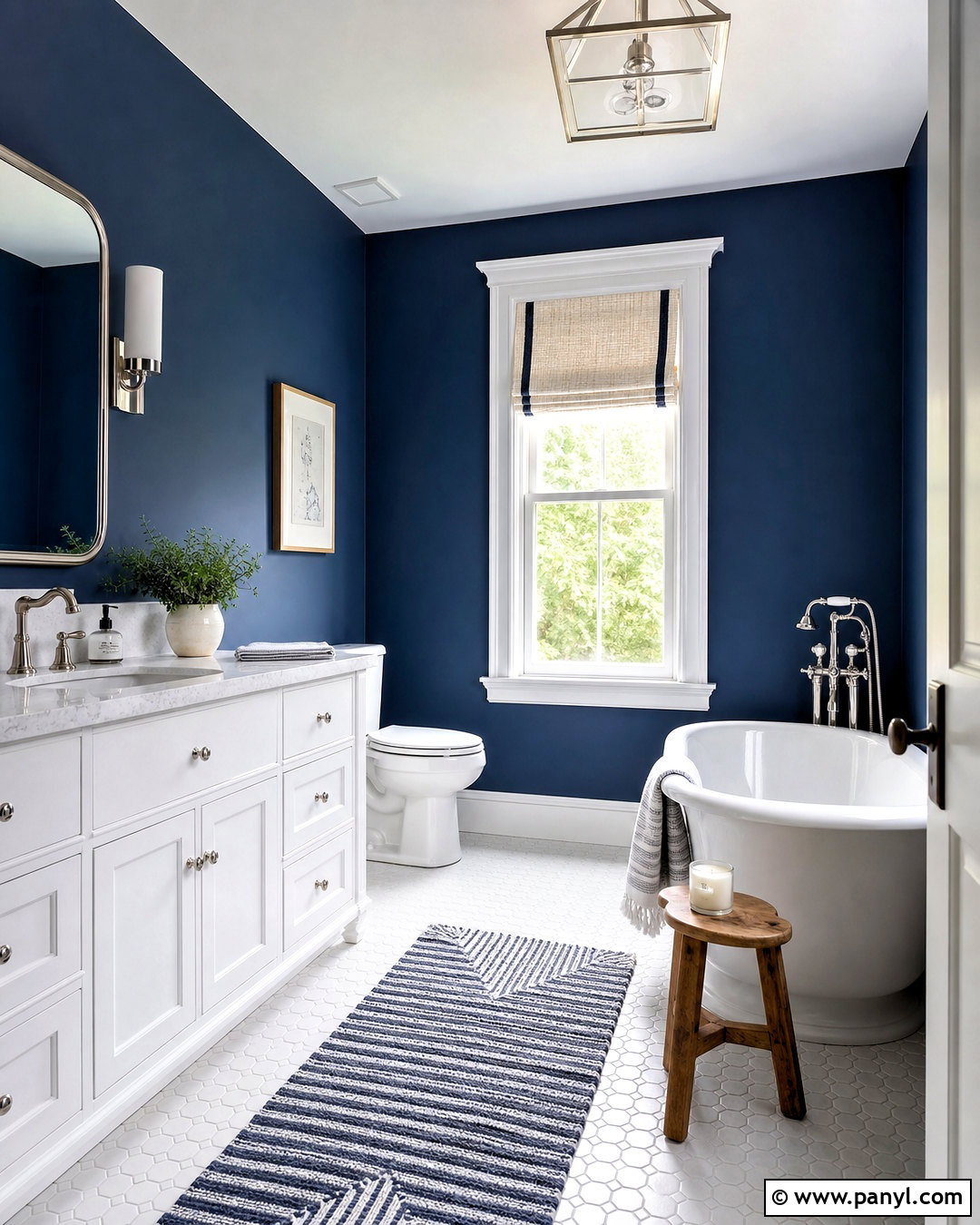 Dark Blue Bathroom With White Fixtures - 20 dark blue bathroom ideas