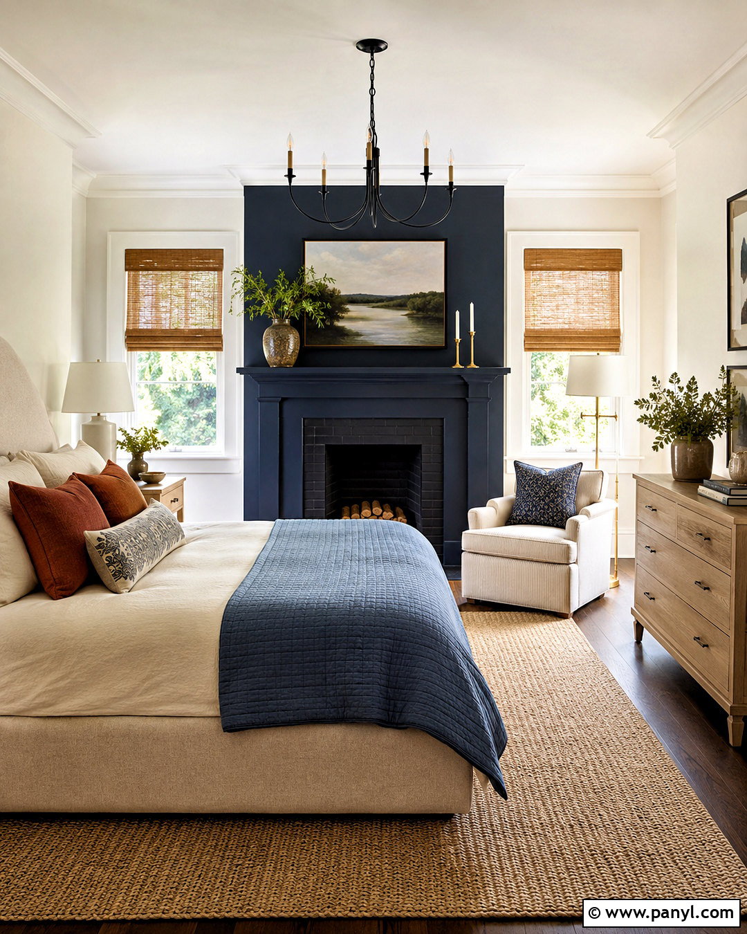 Dark Blue Bedroom Fireplace - 20 dark painted fireplace ideas