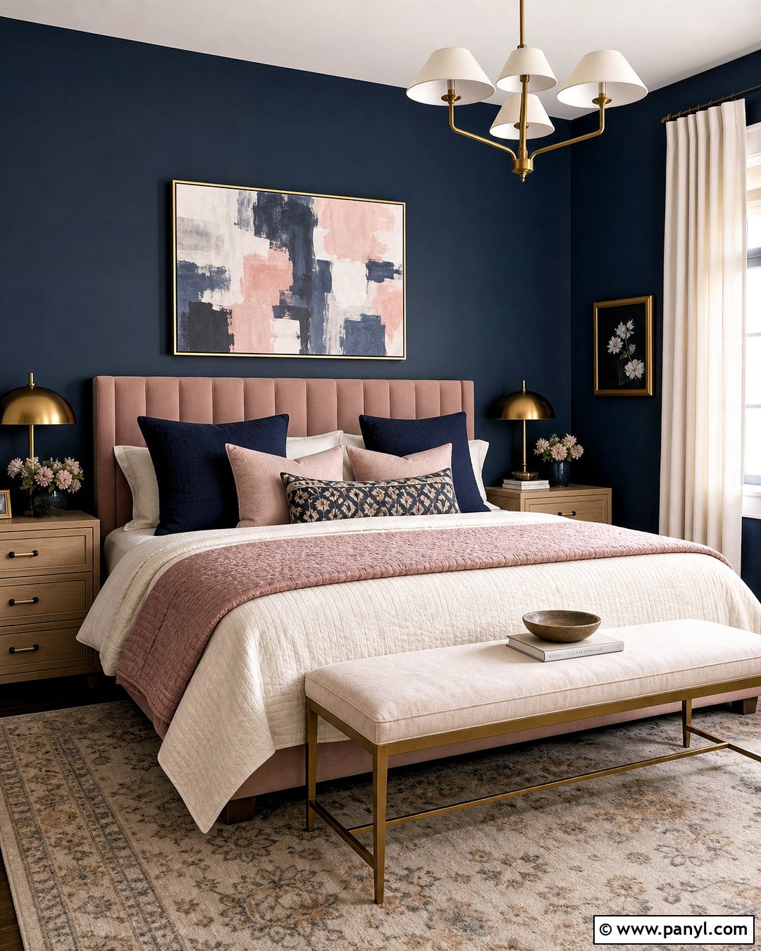 Dark Blue Bedroom Walls With Blush Pink - 20 dark blue bedroom walls