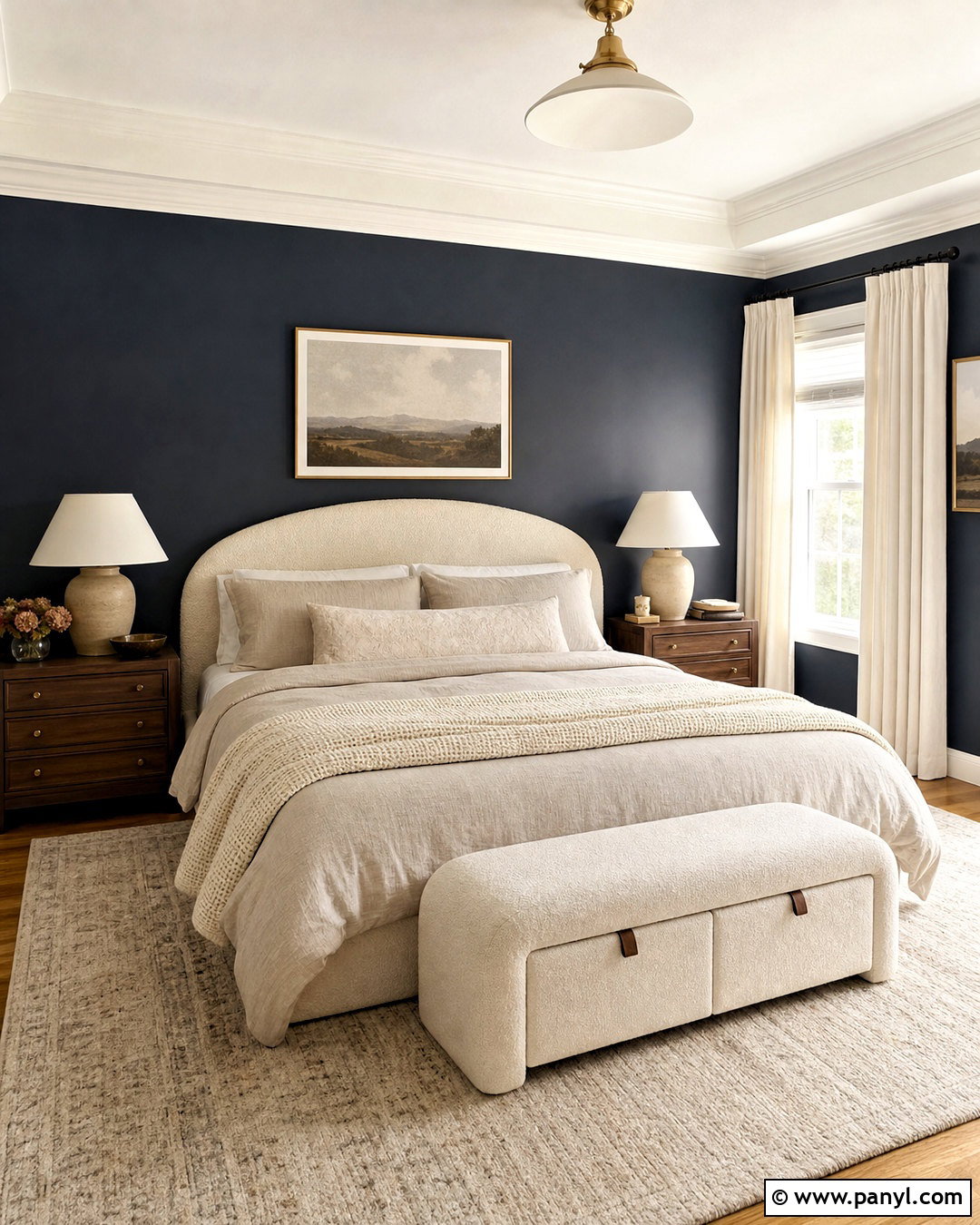 Dark Blue Bedroom Walls With Cream Decor - 20 dark blue bedroom walls
