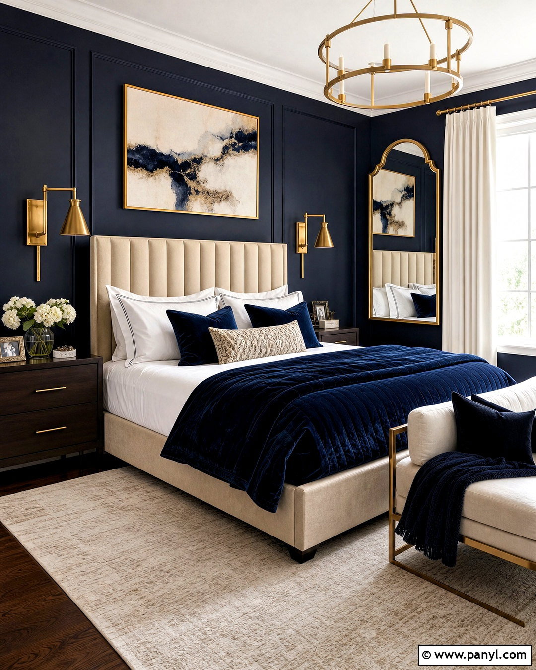 Dark Blue Bedroom Walls With Gold Accents - 20 dark blue bedroom walls