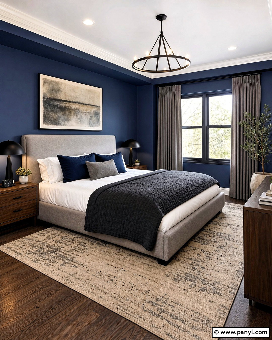 Dark Blue Bedroom Walls With Gray Decor - 20 dark blue bedroom walls