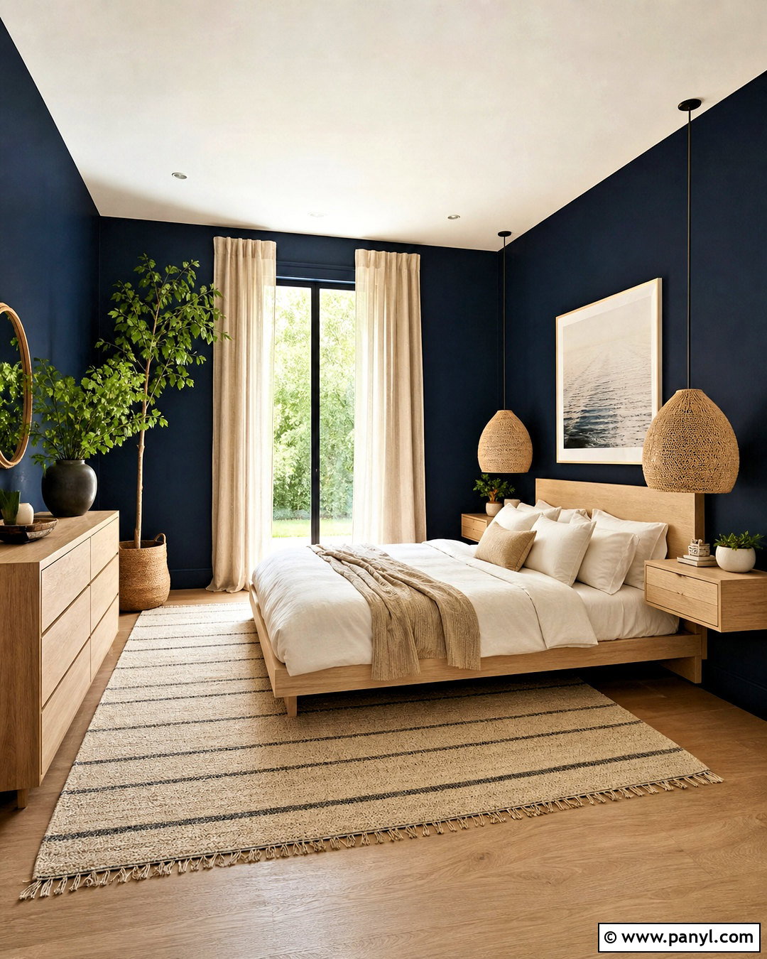 Dark Blue Bedroom Walls With Light Wood Furniture - 20 dark blue bedroom walls
