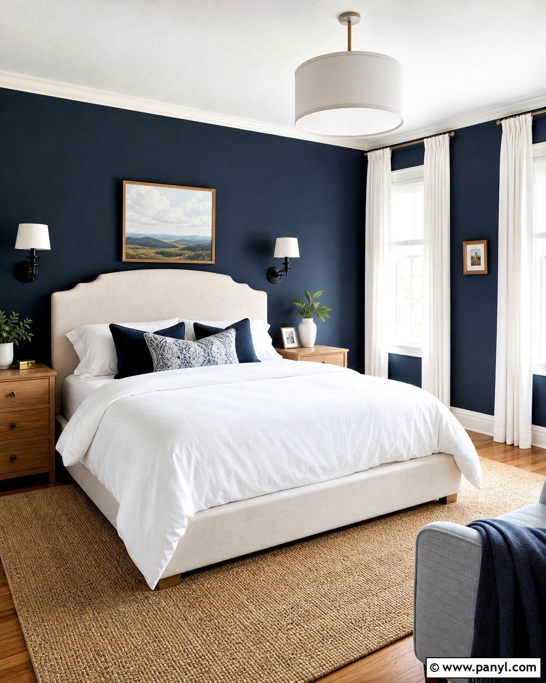 Dark Blue Bedroom Walls With White Bedding - 20 dark blue bedroom walls