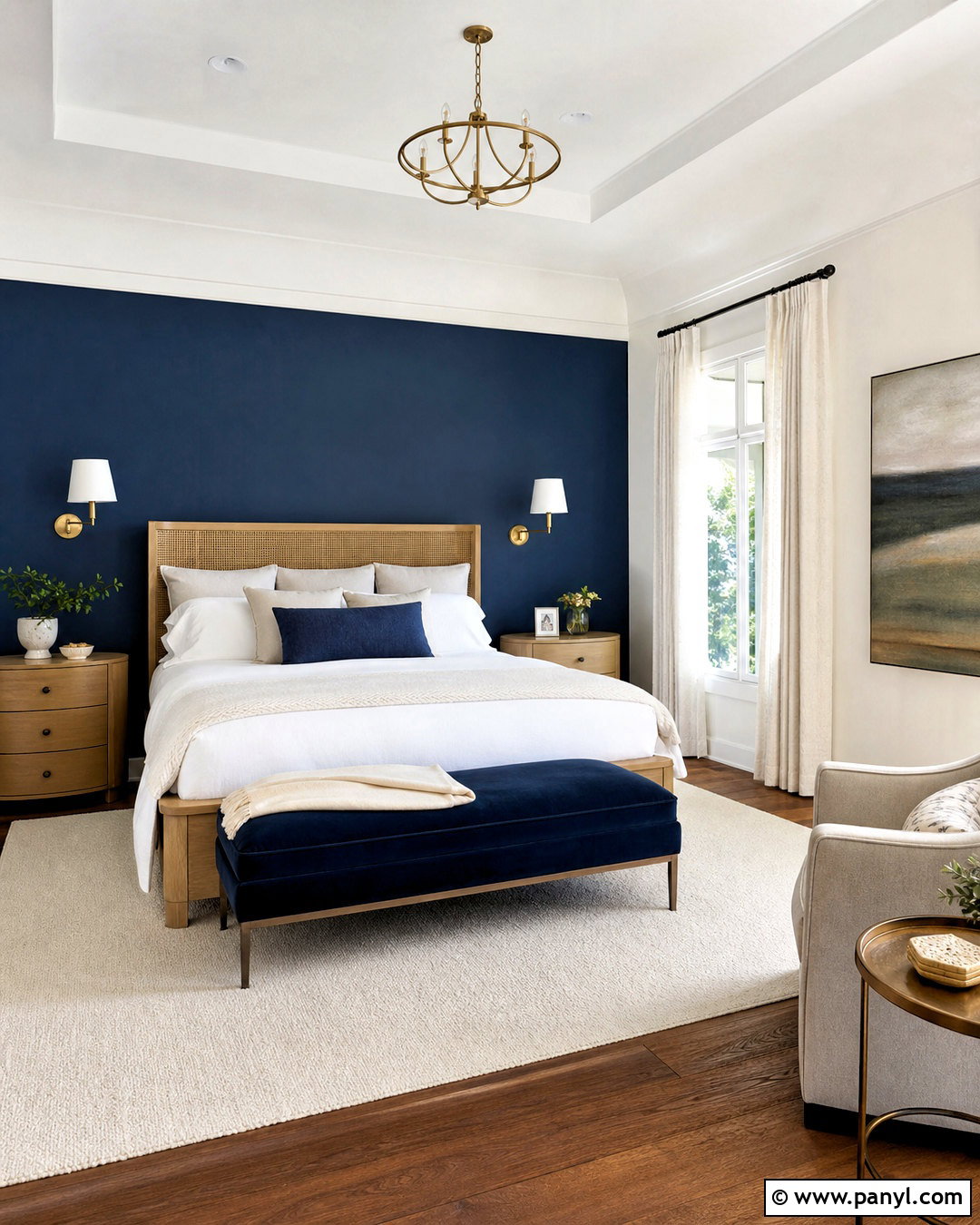 Dark Blue Bedroom With Accent Wall - 20 dark blue interior ideas